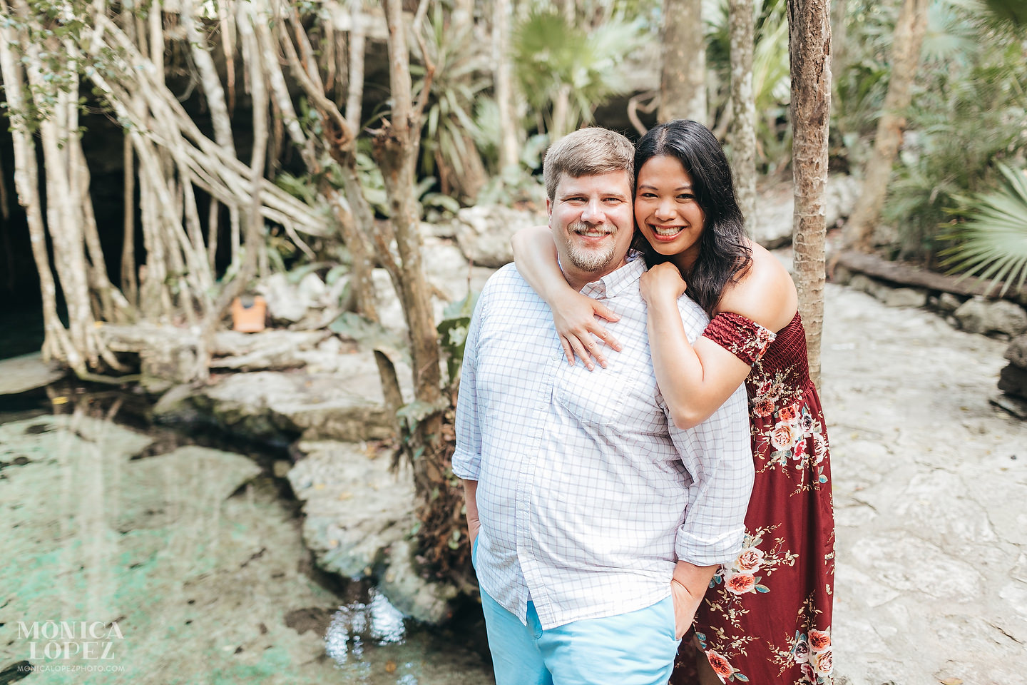 Romantic Cenote Portraits in the mayan jungle by Monica Lopez Photography