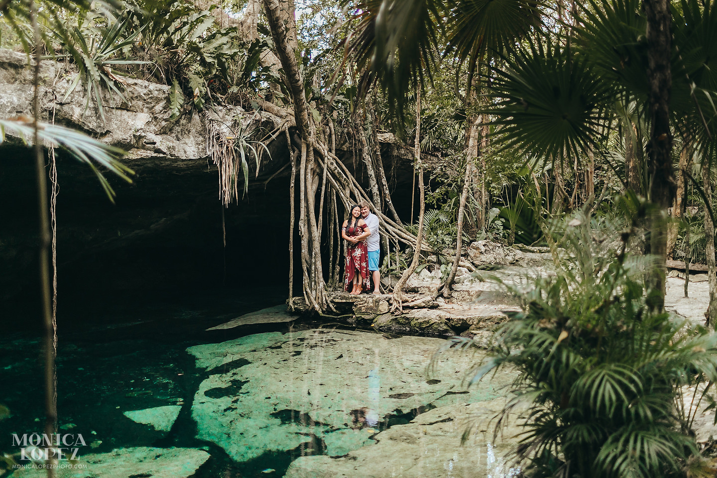 Romantic Cenote Portraits in the mayan jungle by Monica Lopez Photography