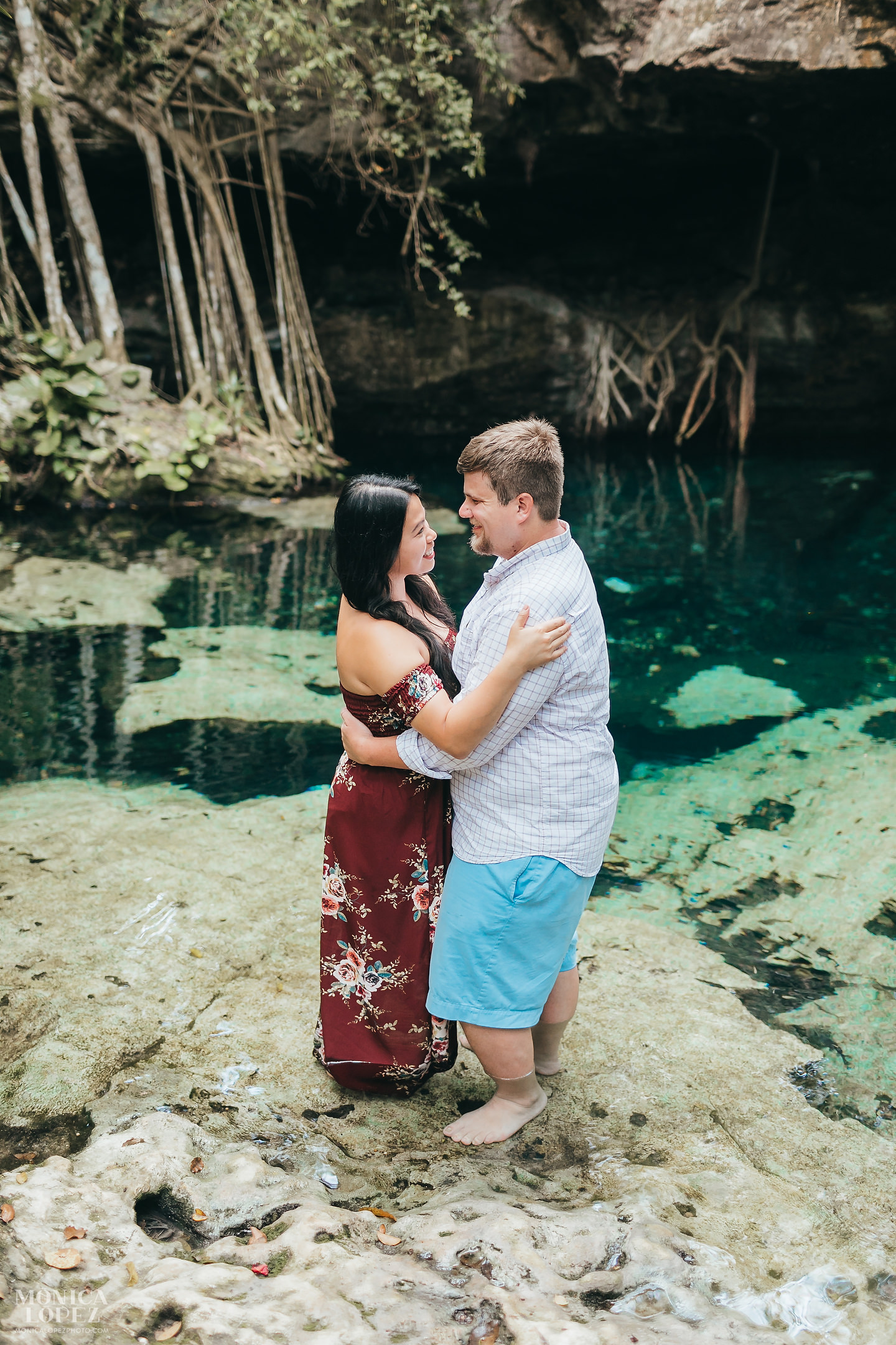 Romantic Cenote Portraits in the mayan jungle by Monica Lopez Photography