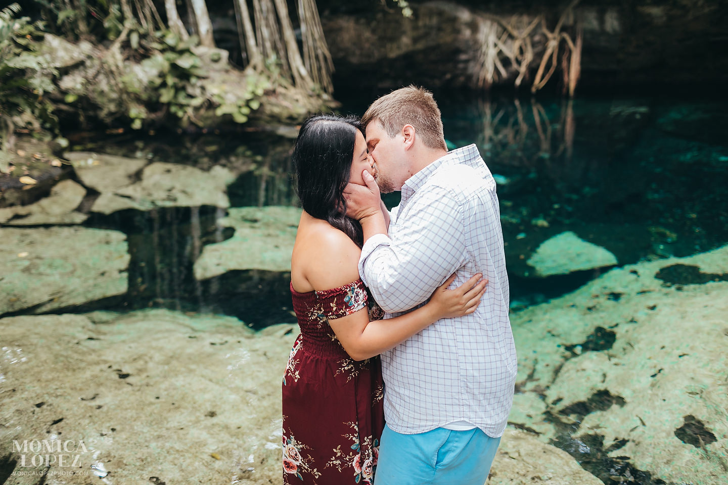 Romantic Cenote Portraits in the mayan jungle by Monica Lopez Photography