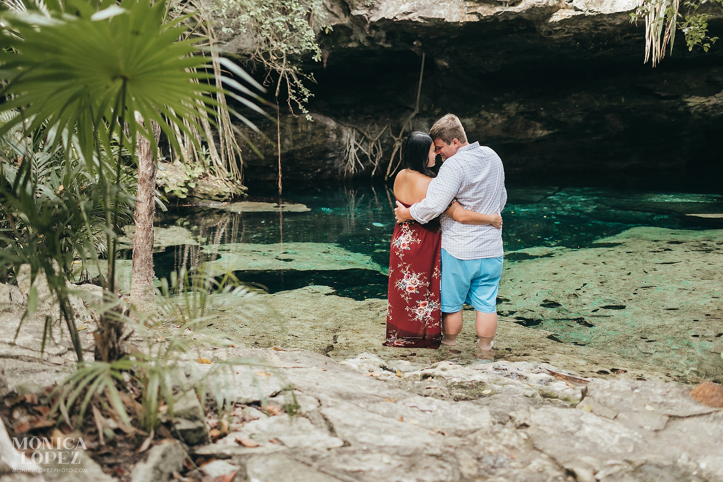 Romantic Cenote Portraits in the mayan jungle by Monica Lopez Photography