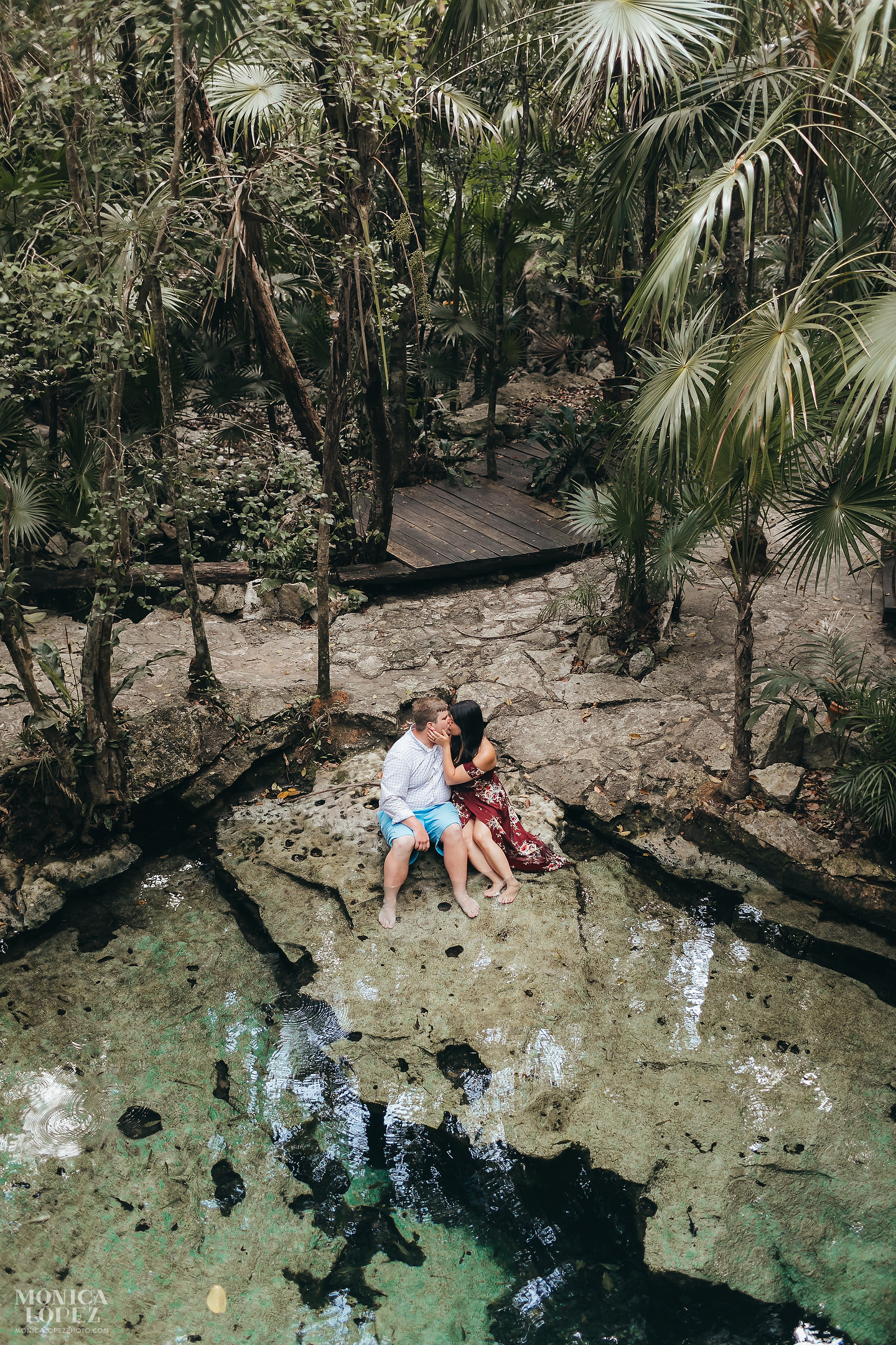Romantic Cenote Portraits in the mayan jungle by Monica Lopez Photography