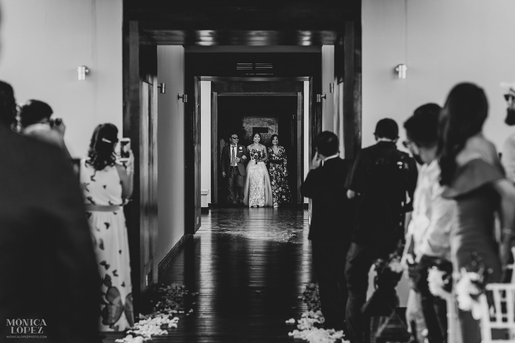 Royalton Riviera Cancun Hideaway Sky Terrace Wedding - Bride walking down the aisle